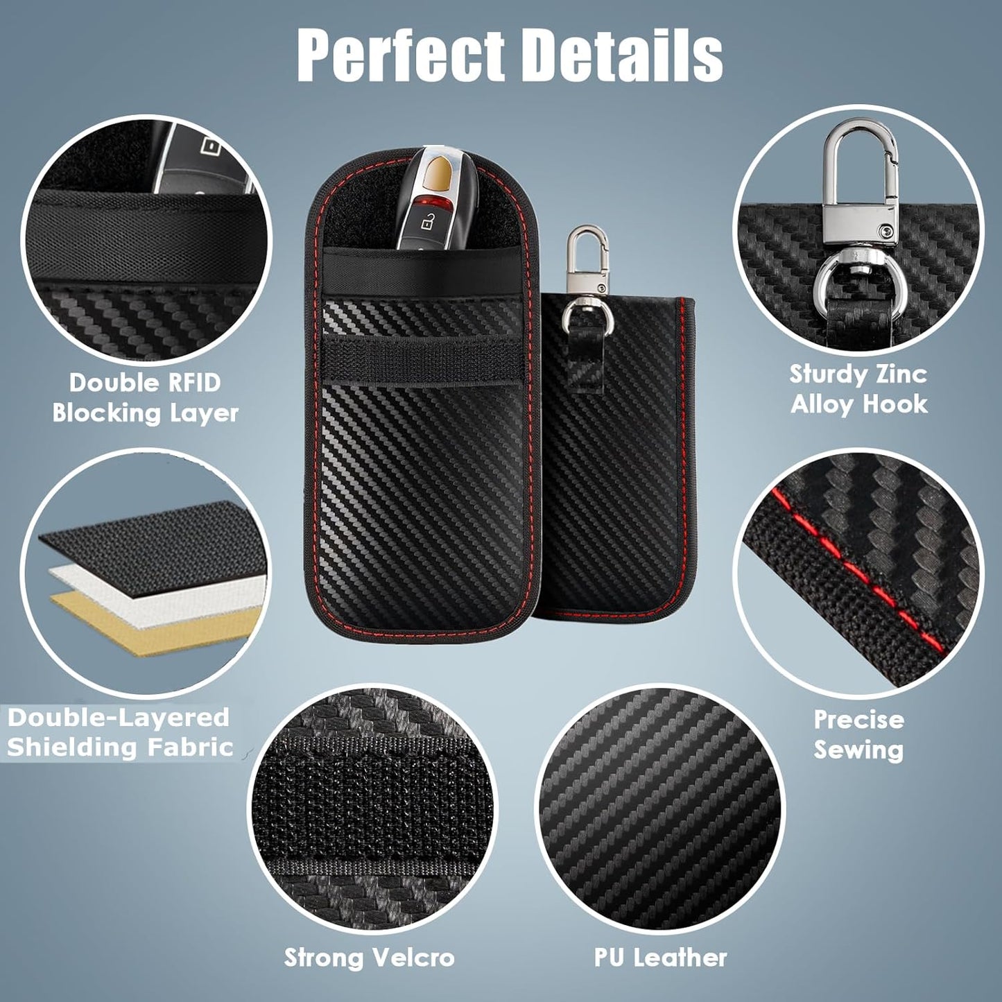 Anti-Theft Signal Blocking Pouch for Car Keys & Credit Cards