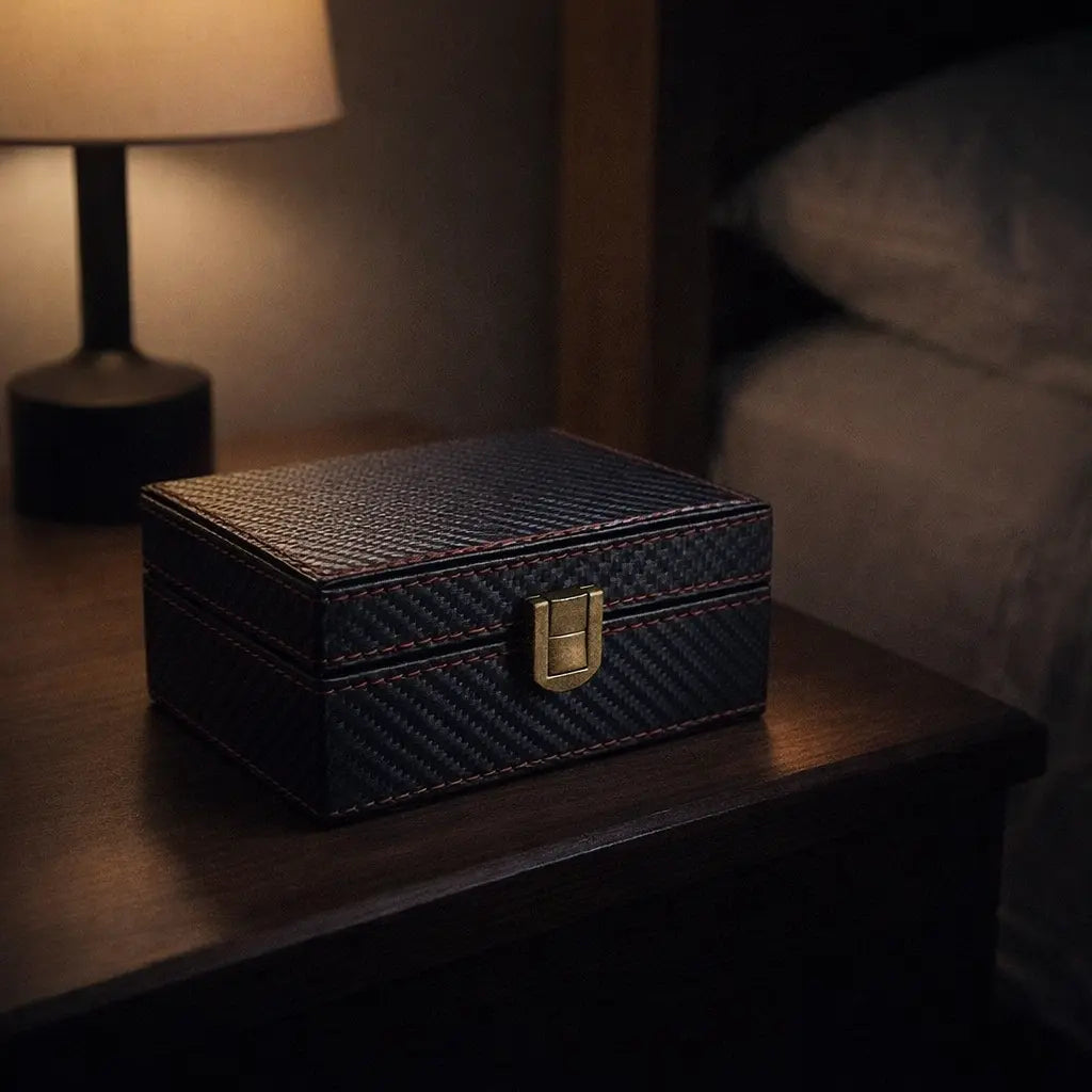 Signal Blocking Farday Box on a night stand preventing signal relay attacks