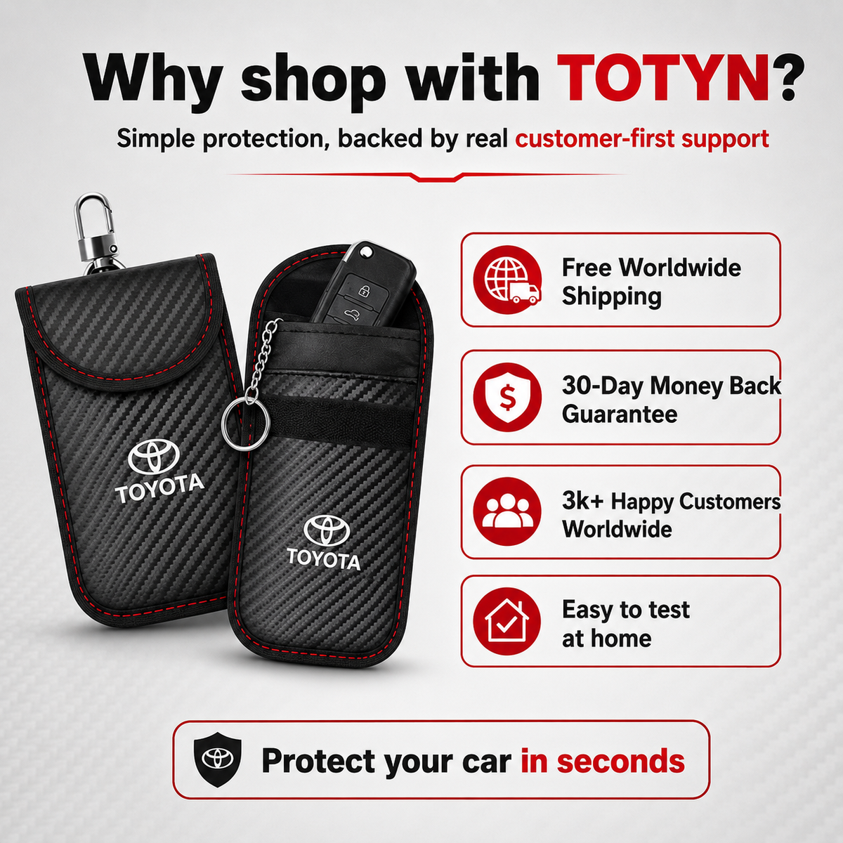 Toyota - Signal Blocking Anti-Theft Faraday Pouch For Key Fobs TOTYN