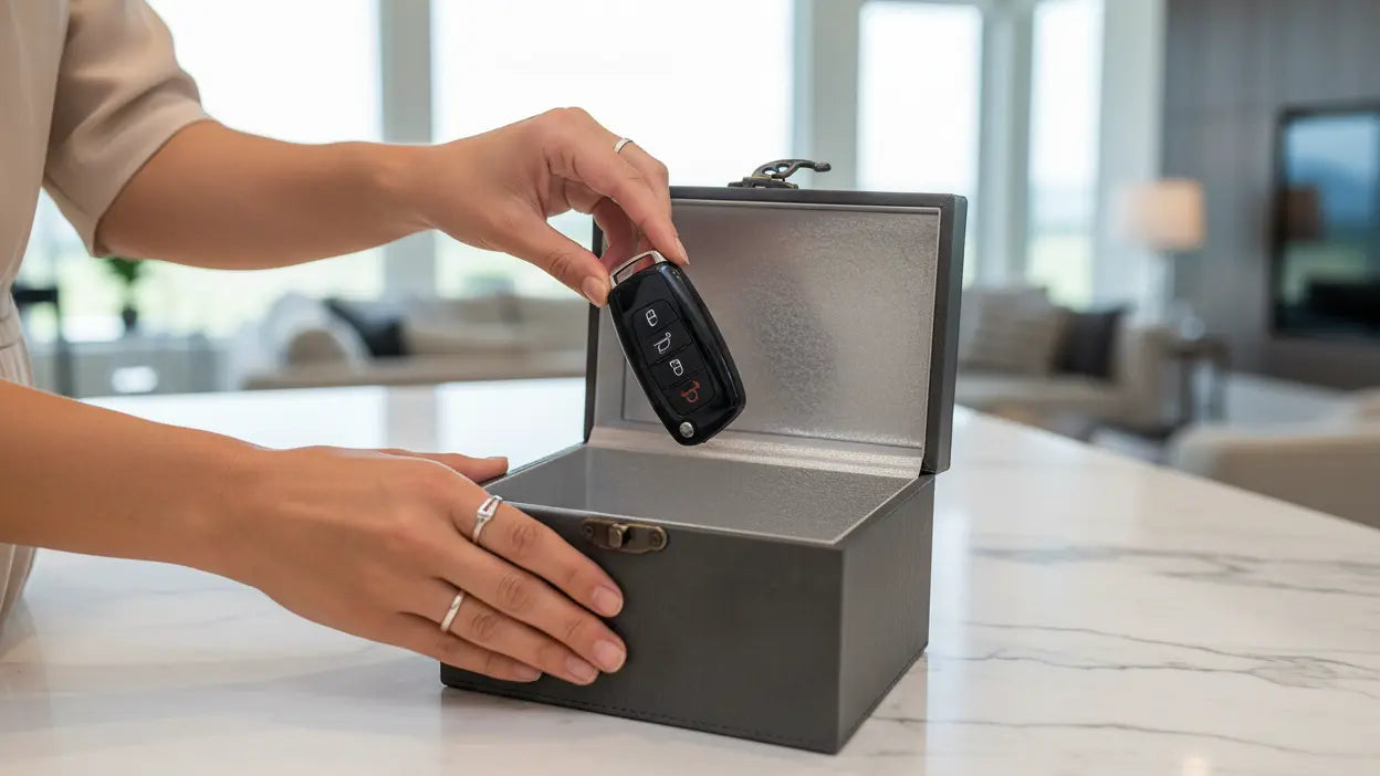 Hands Using Faraday Box