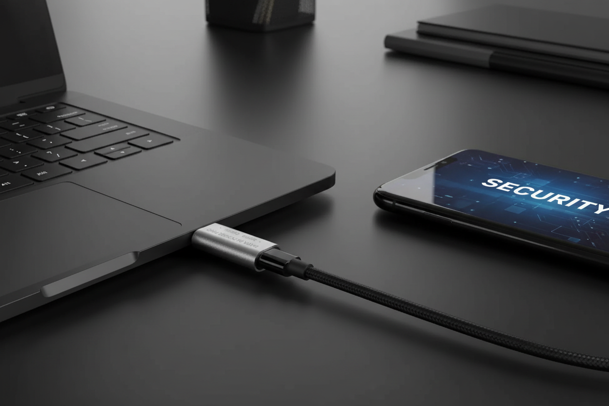 USB-C Data Blocker Pro with Laptop and Phone
