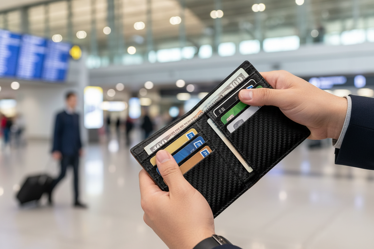 Wallet in Use While Traveling